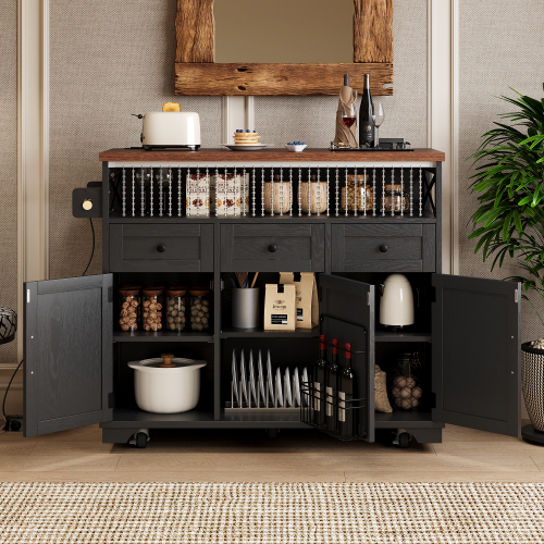 Rolling Kitchen Cart on Wheels with Drop Leaf - Image 3