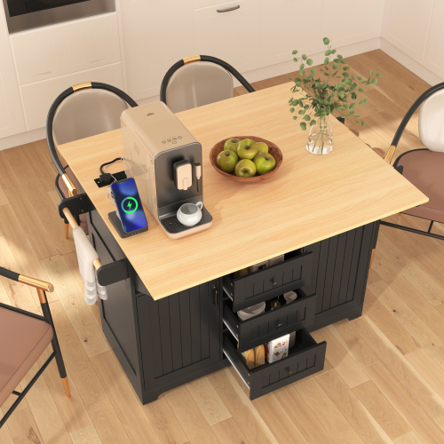 Rolling Kitchen Cart on 5 Wheels with Power Outlet - Image 2