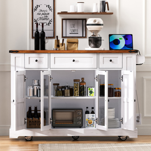 Rolling Kitchen Cart on Wheels with Drop Leaf - Image 3