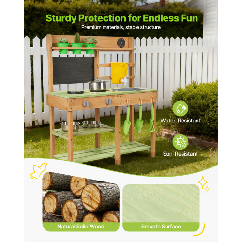 Wood Mud Kitchen with Water Play Set & Cooking Toys for Outdoor - Image 2