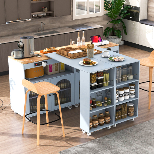 Rolling Kitchen Island With Extended Table - Image 3