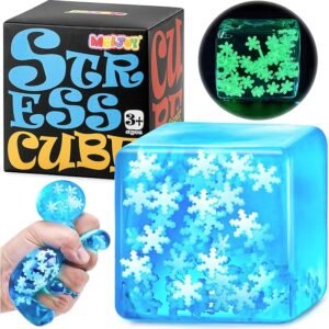 Squishy Fidget Toys Adults Stress Cube - Glow in The Dark Snowflakes Sensory Toys for Kids