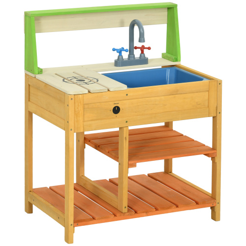 Outsunny Mud Kitchen Outdoor Kitchen Playset for Kids Wooden