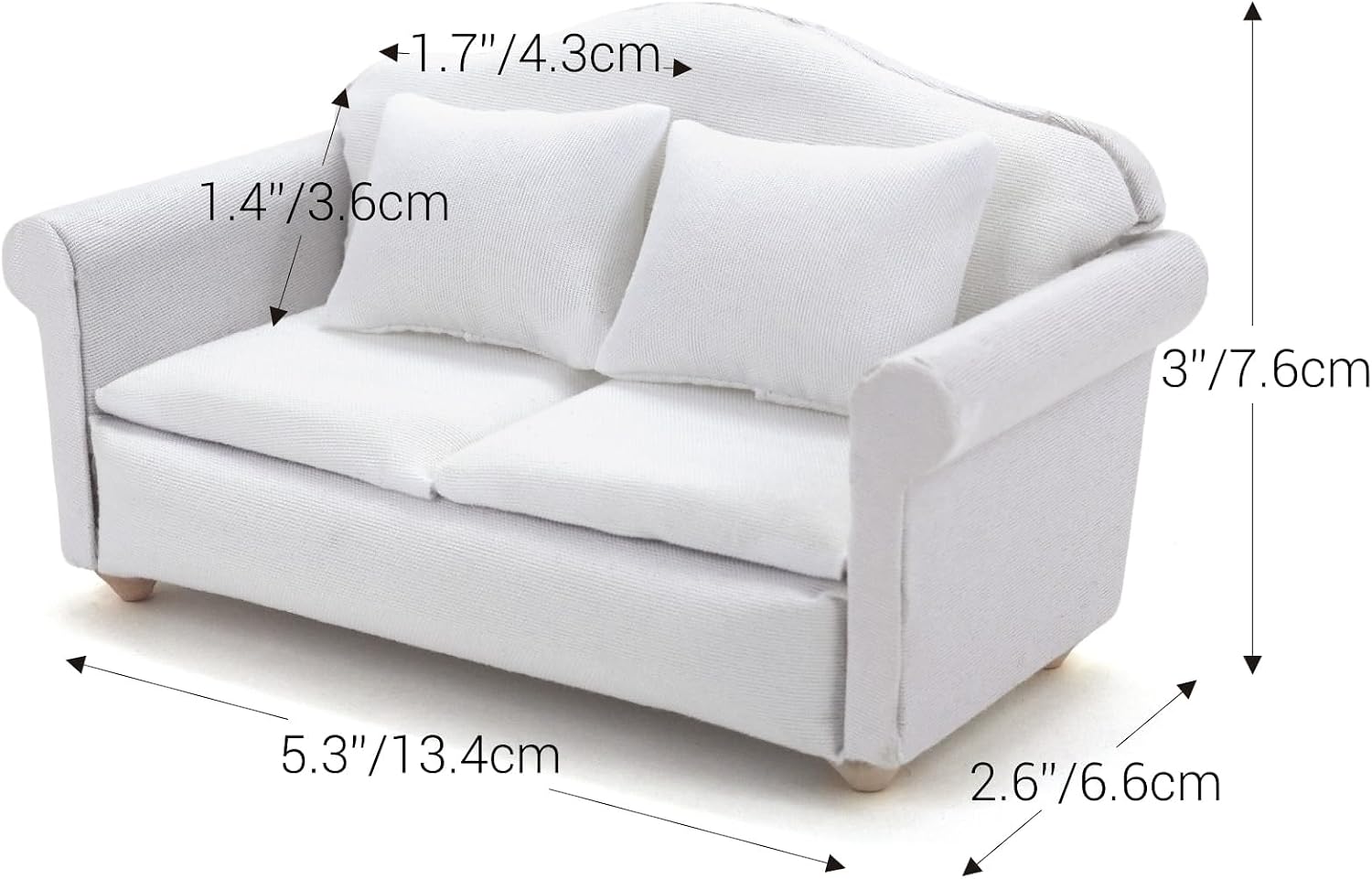 Scale Miniature Couch Wooden Sofa Dollhouse - Image 3