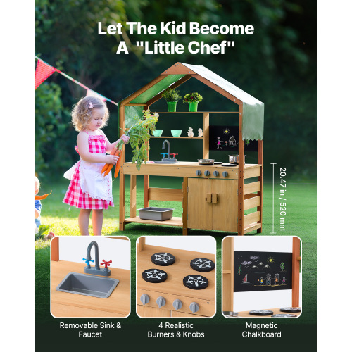 Wooden Mud Kitchen Outdoor Toy Play Kitchen Set - Image 3