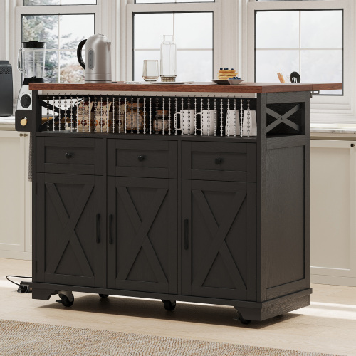 Rolling Kitchen Cart on Wheels with Drop Leaf - Image 2