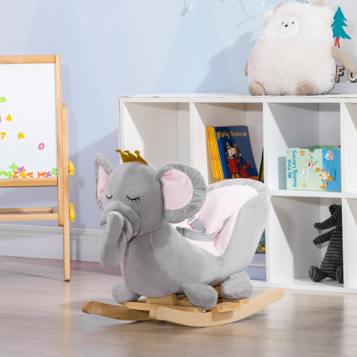 Qaba Baby Rocking Horse Elephant Rocking Chair Toddler Rocker Toy - Image 3