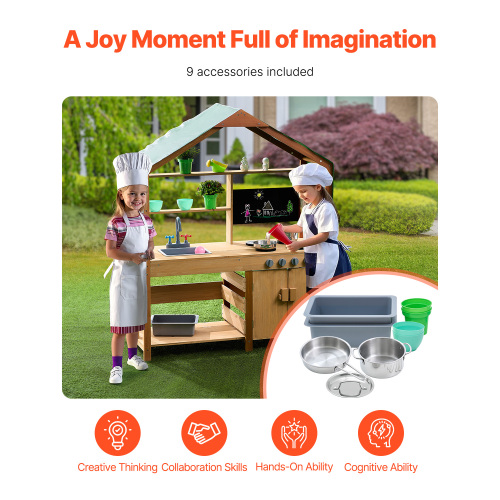 Wooden Mud Kitchen Outdoor Toy Play Kitchen Set - Image 2