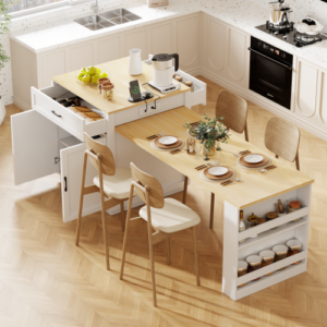 Two-tone Kitchen Table with Double-sized Storage