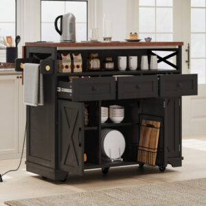 Rolling Kitchen Cart on Wheels with Drop Leaf