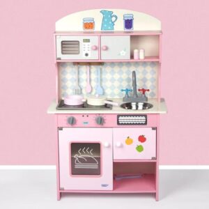 Big Pink Pretend Play Wooden Cooking Kitchen Set Educational Toys For Kids Children