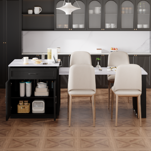 Faux Mable Kitchen Table with Double-sized Storage - Image 3