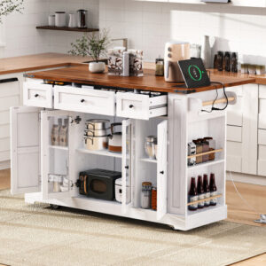 Rolling Kitchen Cart on Wheels with Drop Leaf