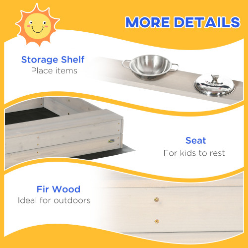 Wooden Sandbox Backyard Toy with Kitchen Playset Accessories - Image 3