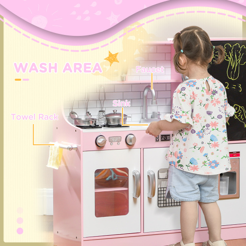Kids Kitchen Playset Pretend Play Toy Kitchen - Image 2