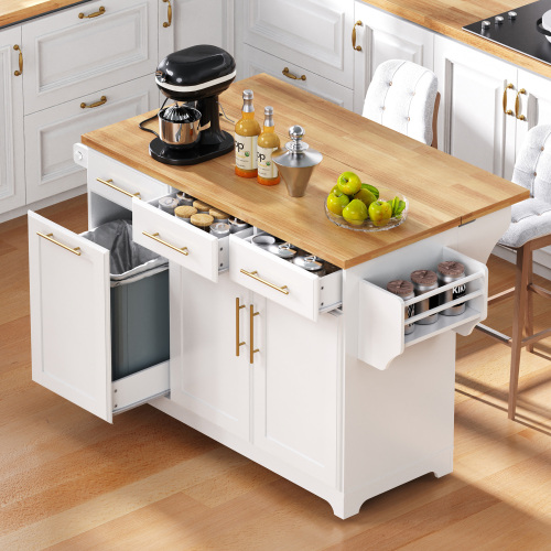 Rolling Kitchen Island with Trash Can Storage - Image 2
