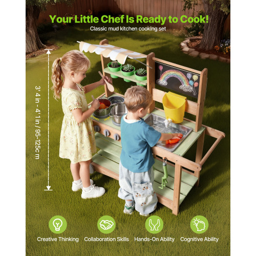 Wood Outdoor Play Kitchens with Spoons - Image 3