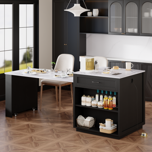 Faux Mable Kitchen Table with Double-sized Storage - Image 2