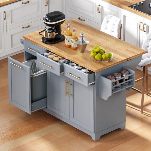 Rolling Kitchen Island with Trash Can Storage - Image 2