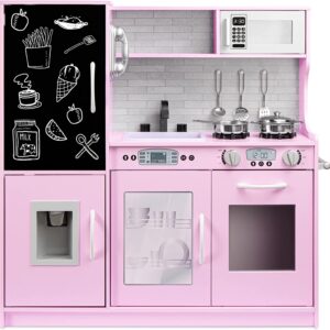 Pretend Play Kitchen Wooden Toy Set - Pink