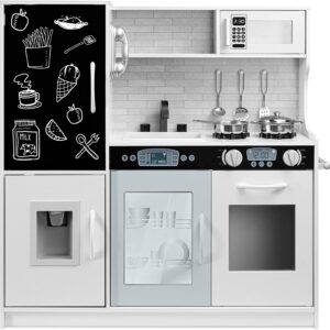 Pretend Play Kitchen Wooden Toy Set - White
