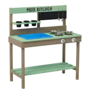 Wood Mud Kitchen with Water Play Set & Cooking Toys for Outdoor