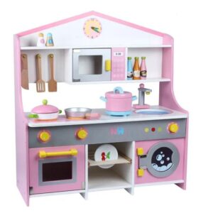 Wood Little Chef Wooden Pretend Role Play Girls Pink Big Kitchen Set Toy